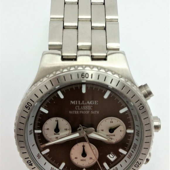 Millage Classic 4388 Date Chronograph Stainless Steel Japan Movement - Nice! - Picture 8 of 11